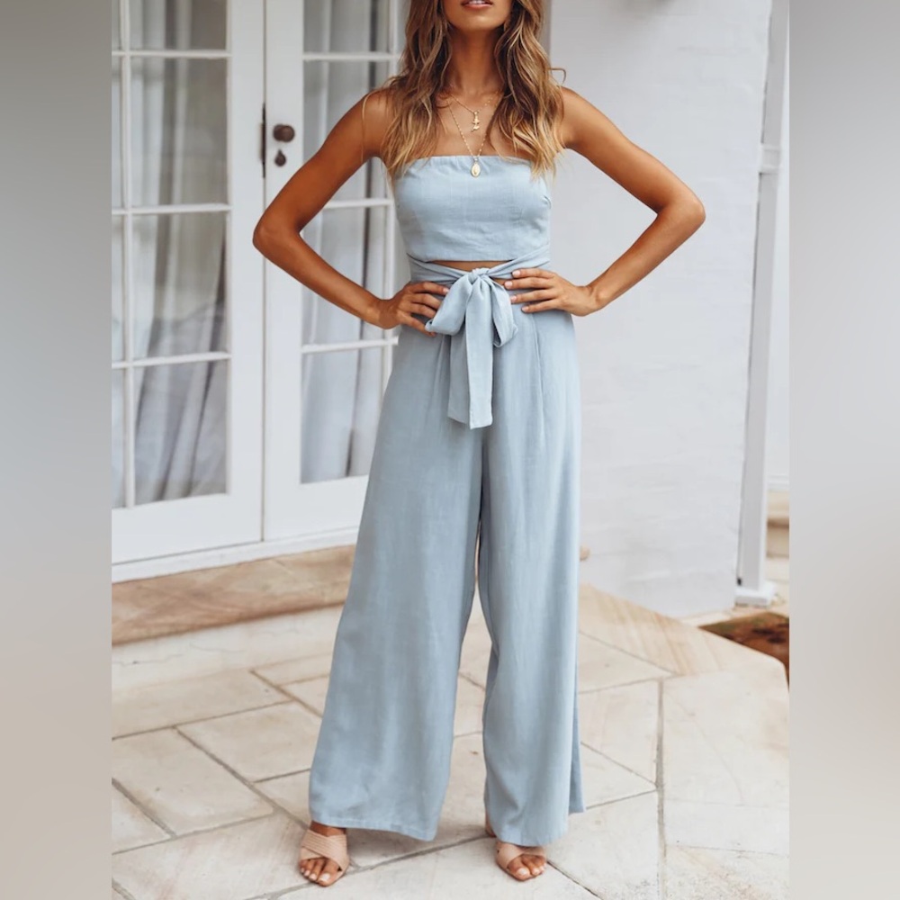 Elegant Light Blue Jumpsuit